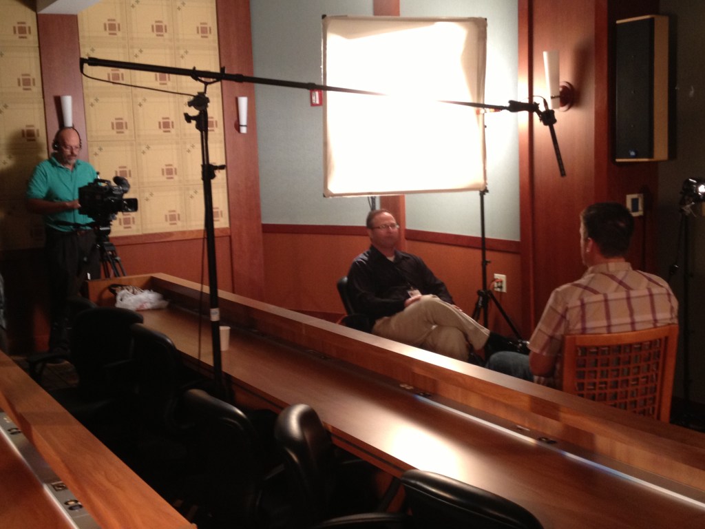 Video recording and podcast interviews for PR multimedia communications